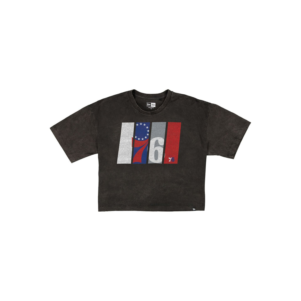 Philadelphia 76ers Sport Night Black Cropped Women's T-Shirt
