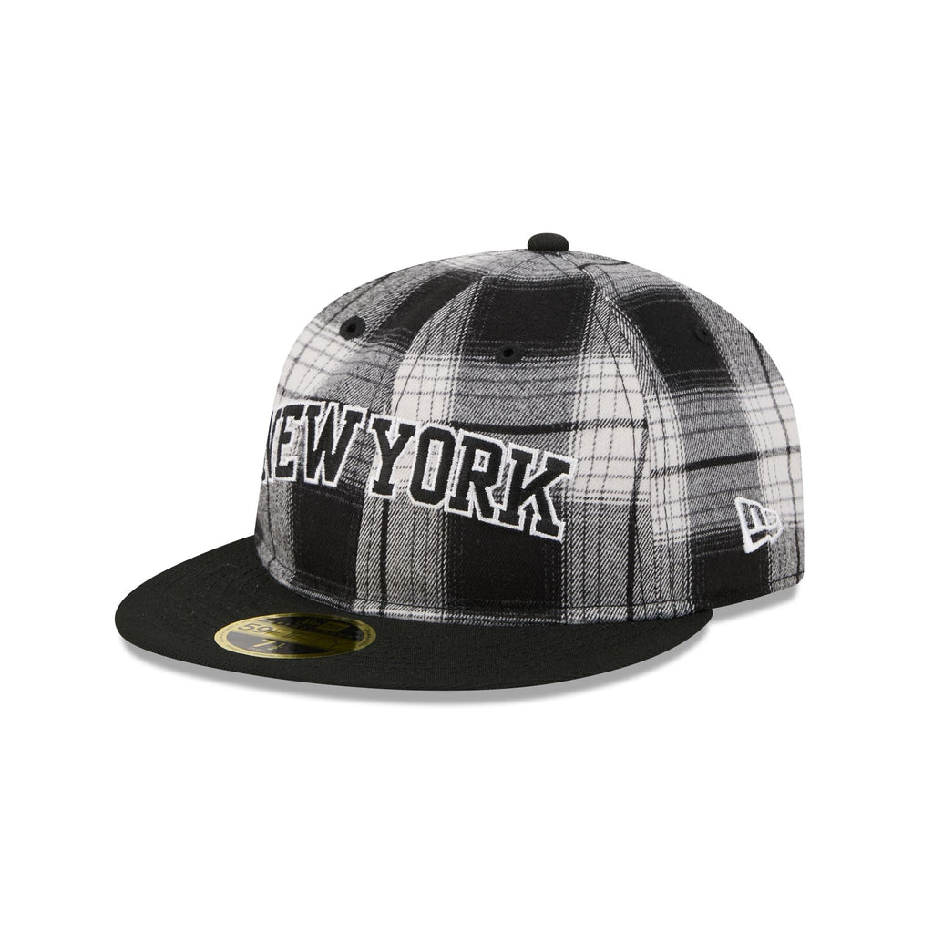 New York Knicks Grunge Plaid Retro Crown 59FIFTY Fitted Hat