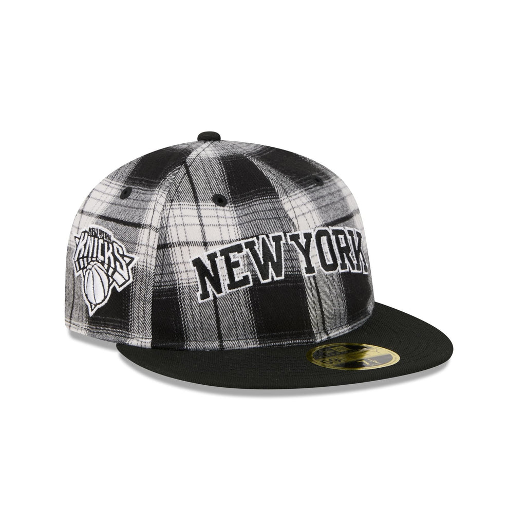 New York Knicks Grunge Plaid Retro Crown 59FIFTY Fitted Hat