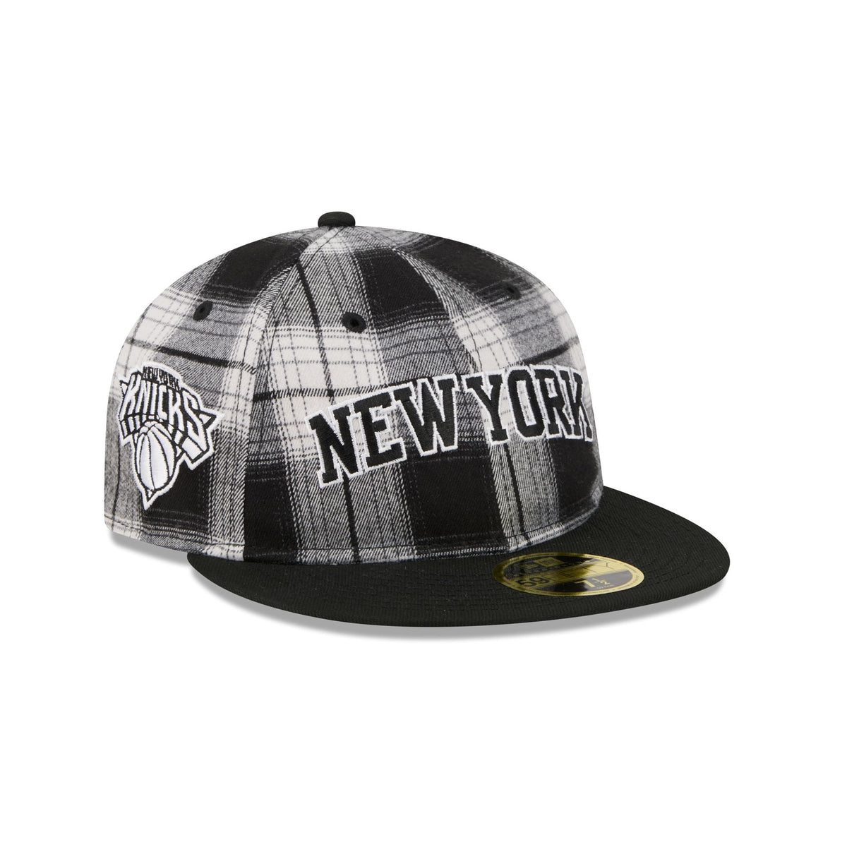 New York Knicks Grunge Plaid Retro Crown 59FIFTY Fitted Hat