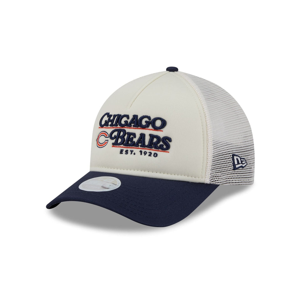 Chicago Bears Retro Chrome Women's White 9FORTY M-Crown A-Frame Trucker Hat